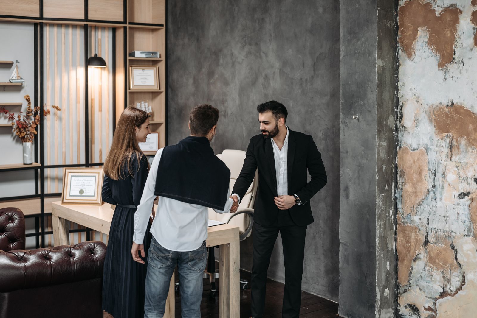 Lawyer meeting client in office