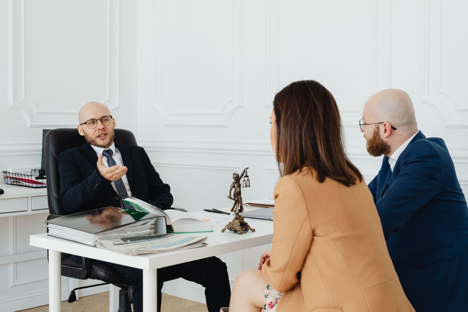 Lawyer meeting client in office