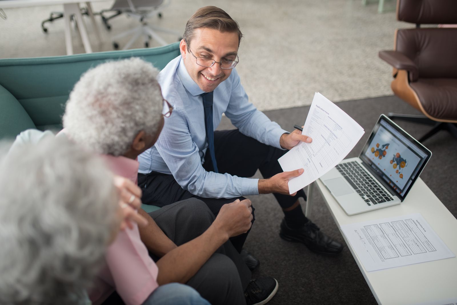 Insurance agent meeting homeowners