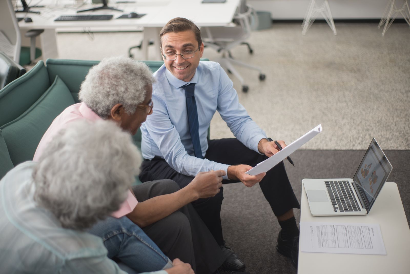 Insurance agent meeting homeowners
