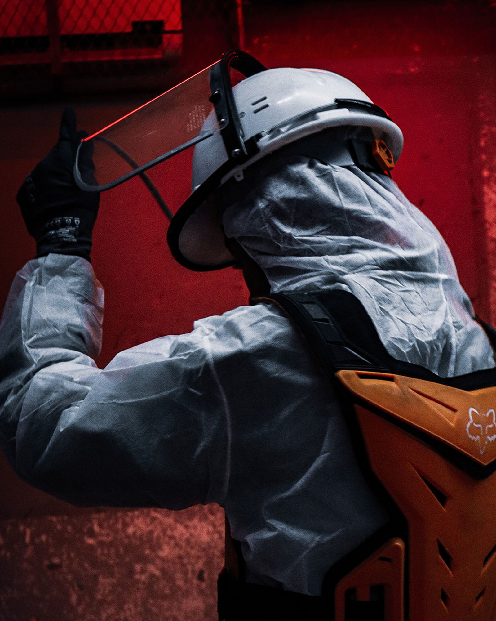 Asbestos abatement worker protective suit