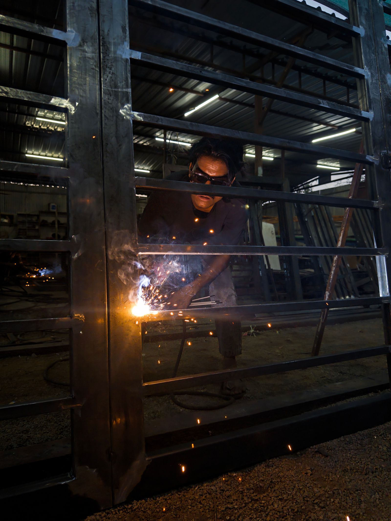 Skilled welder working in industrial setting